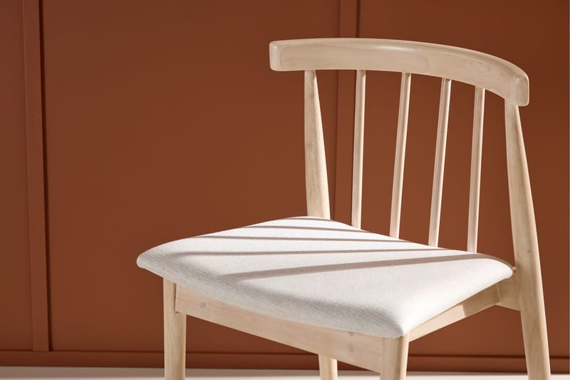 Matstol utan armstöd Peach Flora Dining Chair - Whitewash Legs / Beige Fabric Whitewash - Möbler - Fåtölj & stolar - Matstol & köksstol