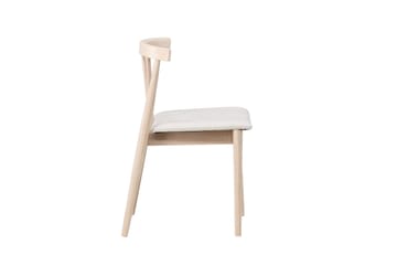 Matstol utan armstöd Peach Flora Dining Chair - Whitewash Legs / Beige Fabric Whitewash - Möbler - Fåtölj & stolar - Matstol & köksstol