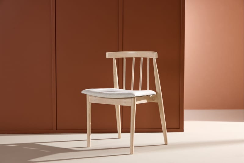 Matstol utan armstöd Peach Flora Dining Chair - Whitewash Legs / Beige Fabric Whitewash - Möbler - Fåtölj & stolar - Matstol & köksstol