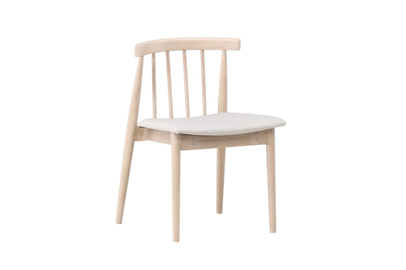 Matstol utan armstöd Peach Flora Dining Chair - Whitewash Legs / Beige Fabric Whitewash - Möbler - Fåtölj & stolar - Matstol & köksstol