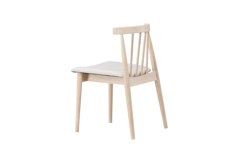 Matstol utan armstöd Peach Flora Dining Chair - Whitewash Legs / Beige Fabric Whitewash - Möbler - Fåtölj & stolar - Matstol & köksstol