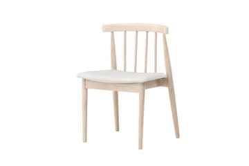 Matstol utan armstöd Peach Flora Dining Chair - Whitewash Legs / Beige Fabric Whitewash - Möbler - Fåtölj & stolar - Matstol & köksstol