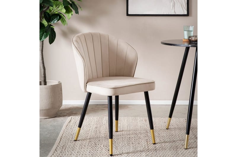Matstol Wohnling sammet klädd med metallben, modern loftstil Beige - Beige - Möbler - Fåtölj & stolar - Matstol & köksstol
