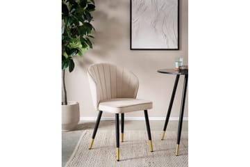 Matstol Wohnling sammet klädd med metallben, modern loftstil Beige - Beige - Möbler - Fåtölj & stolar - Matstol & köksstol