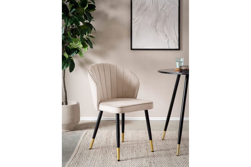 Matstol Wohnling sammet klädd med metallben, modern loftstil Beige - Beige - Möbler - Fåtölj & stolar - Matstol & köksstol