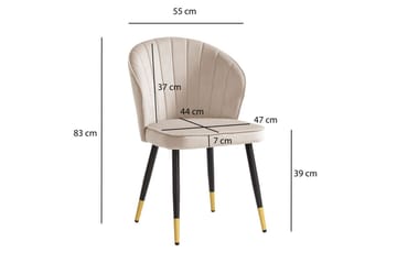 Matstol Wohnling sammet klädd med metallben, modern loftstil Beige - Beige - Möbler - Fåtölj & stolar - Matstol & köksstol