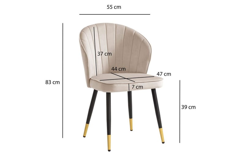 Matstol Wohnling sammet klädd med metallben, modern loftstil Beige - Beige - Möbler - Fåtölj & stolar - Matstol & köksstol
