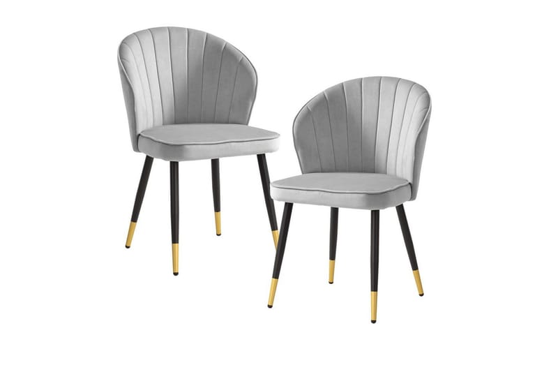 Matstol Wohnling sammet klädd med metallben, modern loftstil Grå - Grå - Möbler - Fåtölj & stolar - Matstol & köksstol