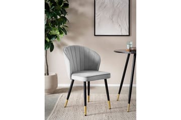 Matstol Wohnling sammet klädd med metallben, modern loftstil Grå - Grå - Möbler - Fåtölj & stolar - Matstol & köksstol