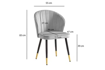 Matstol Wohnling sammet klädd med metallben, modern loftstil Grå - Grå - Möbler - Fåtölj & stolar - Matstol & köksstol