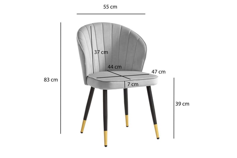 Matstol Wohnling sammet klädd med metallben, modern loftstil Grå - Grå - Möbler - Fåtölj & stolar - Matstol & köksstol