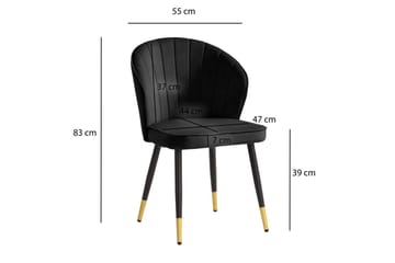 Matstol Wohnling sammet klädd med metallben, modern loftstil Svart - Svart - Möbler - Fåtölj & stolar - Matstol & köksstol