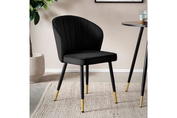 Matstol Wohnling sammet klädd med metallben, modern loftstil Svart - Svart - Möbler - Fåtölj & stolar - Matstol & köksstol