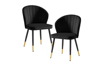 Matstol Wohnling sammet klädd med metallben, modern loftstil Svart - Svart - Möbler - Fåtölj & stolar - Matstol & köksstol