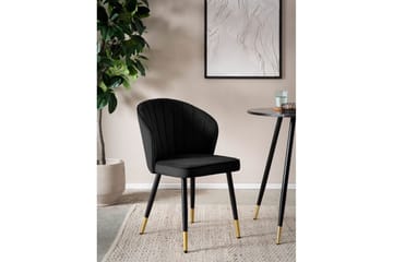 Matstol Wohnling sammet klädd med metallben, modern loftstil Svart - Svart - Möbler - Fåtölj & stolar - Matstol & köksstol