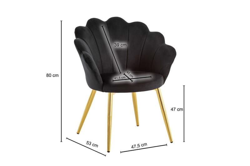 Matstol Wohnling tulpan sammet klädd, modern loftstil Svart - Svart - Möbler - Bord & matgrupp - Matgrupp