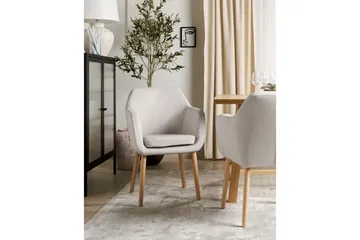 Matstol Yorkville ll - Beige, ljust trä - Möbler - Fåtölj & stolar - Matstol & köksstol