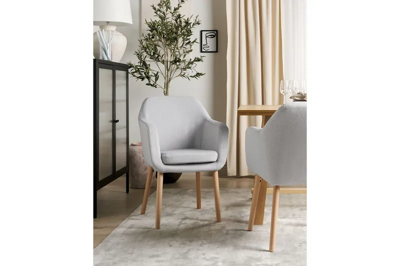 Matstol Yorkville ll - Grå, ljust trä - Möbler - Fåtölj & stolar - Matstol & köksstol