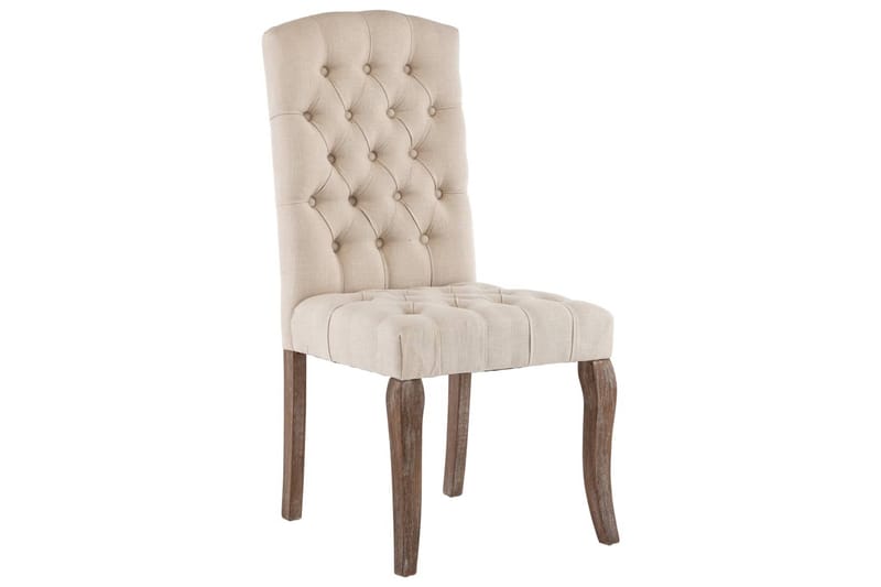 Matstolar 2 st beige linnedesign tyg - Matstol & köksstol