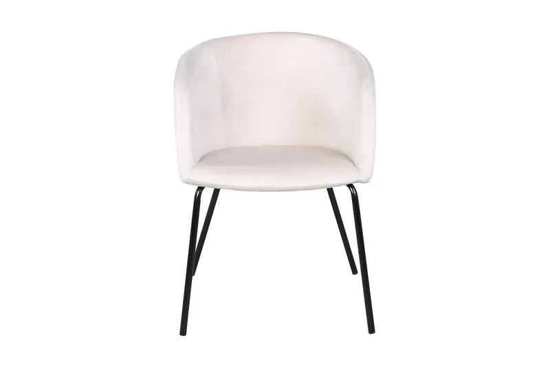Berit Karmstol Sammet med Armstöd - Vit med svarta ben - Möbler - Fåtölj & stolar - Matstol & köksstol