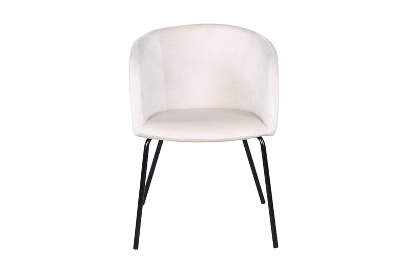 Berit Karmstol Sammet med Armstöd - Vit med svarta ben - Möbler - Fåtölj & stolar - Matstol & köksstol