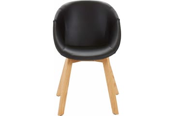 Berton Matstol Konstläder 2-pack - Svart/Ek - Möbler - Fåtölj & stolar - Matstol & köksstol