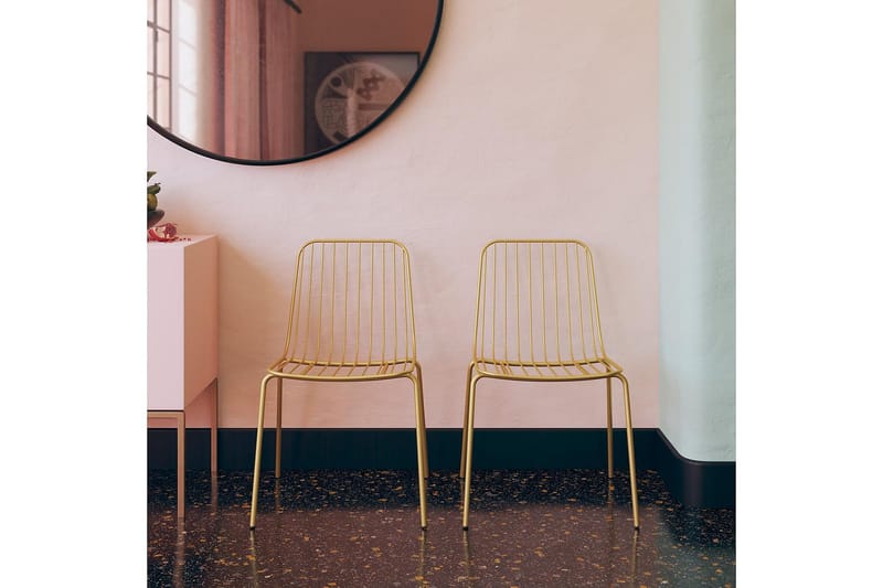 Caden Matstol Guld 2-pack - Dorel Home - Möbler - Fåtölj & stolar - Matstol & köksstol