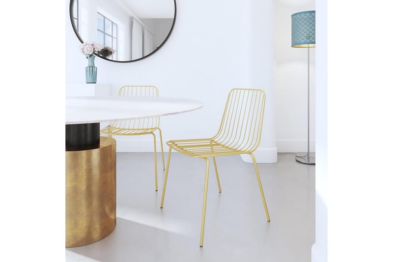 Caden Matstol Guld 2-pack - Dorel Home - Möbler - Fåtölj & stolar - Matstol & köksstol