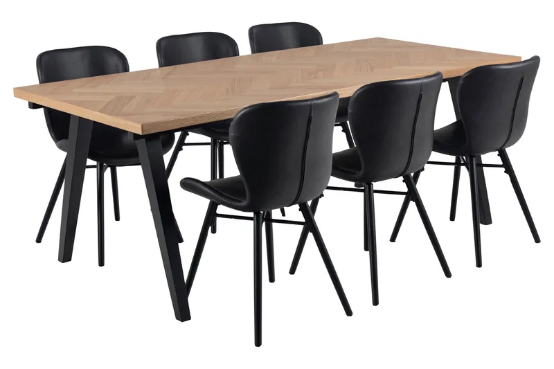 Copor Matstol i Konstläder med Träben - Svart - Möbler - Fåtölj & stolar - Matstol & köksstol