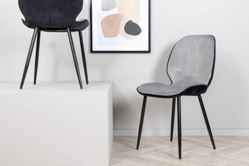 Emma Matstol - Sammet/Ljusgrå/Svart - Möbler - Fåtölj & stolar - Matstol & köksstol