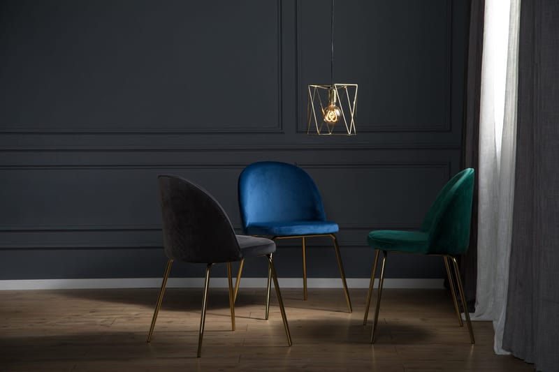 Felipe Matstol Sammet - Grå/Guld - Möbler - Fåtölj & stolar - Matstol & köksstol