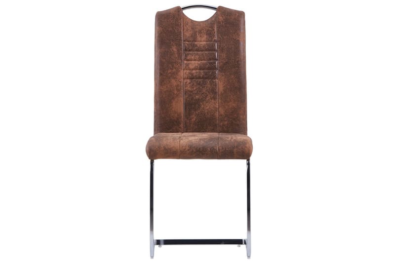 Fribärande matstolar 4 st brun konstmocka - Brun - Matstol & köksstol