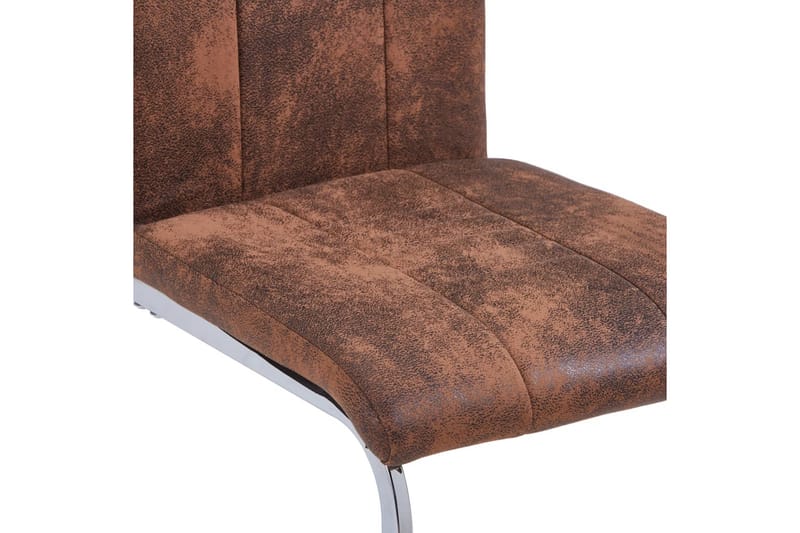 Fribärande matstolar 4 st brun konstmocka - Brun - Matstol & köksstol