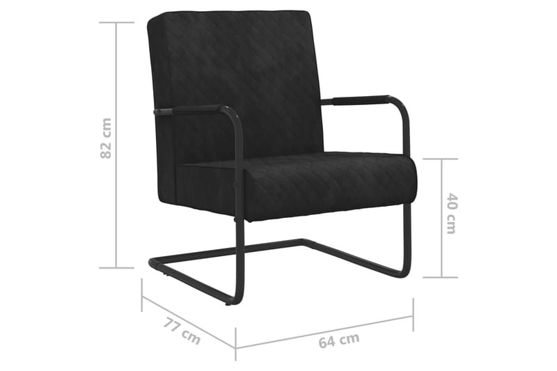 Fribärande stol svart sammet - Svart - Matstol & köksstol