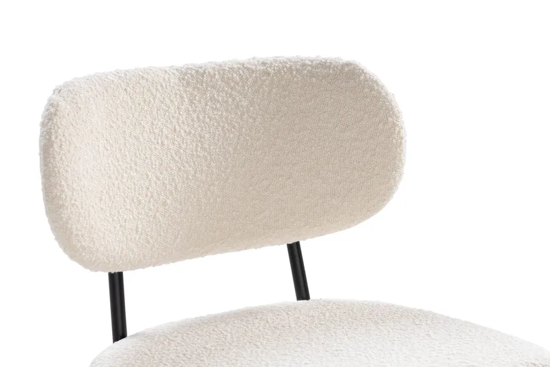 Gemmiano Stol Teddy - Vit matstol/köksstol i Boucle/Teddy med svarta metallben - Vit Teddy / Svarta ben - Möbler - Fåtölj & stolar - Matstol & köksstol