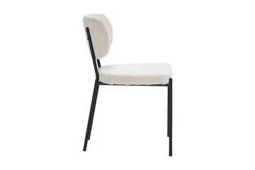 Gemmiano Stol Teddy - Vit matstol/köksstol i Boucle/Teddy med svarta metallben - Vit Teddy / Svarta ben - Möbler - Fåtölj & stolar - Matstol & köksstol