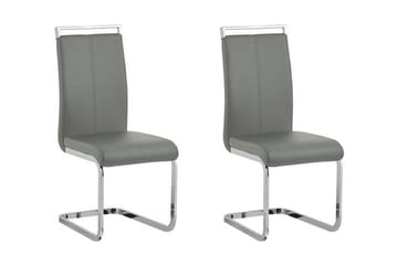 Greedin Matstol i Konstläder med Metallstativ - Grå - Möbler - Fåtölj & stolar - Matstol & köksstol