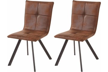 Köksstol Peter Konstläder 2-pack - Brun|Metall - Möbler - Fåtölj & stolar - Matstol & köksstol