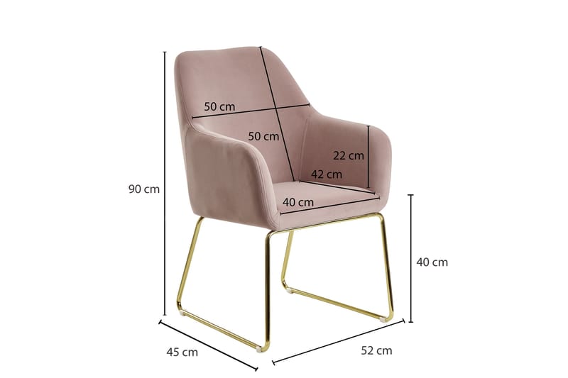 Karmstol Clanton - Rosa/Guld - Karmstol - Matstol & köksstol