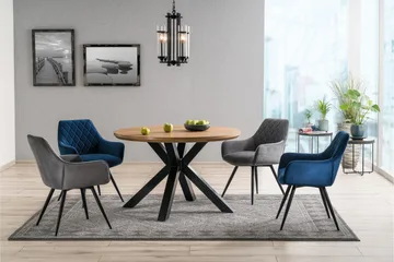 Linsea Karmstol - Sammet/Grå - Möbler - Fåtölj & stolar - Matstol & köksstol