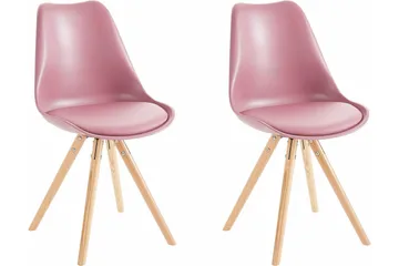 Malik Matstol 2-pack - PU/Rosa/Ek - Möbler - Fåtölj & stolar - Matstol & köksstol