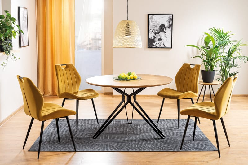 Matstol Ceole - Sammet/Curry/Mattsvart - Möbler - Fåtölj & stolar - Matstol & köksstol