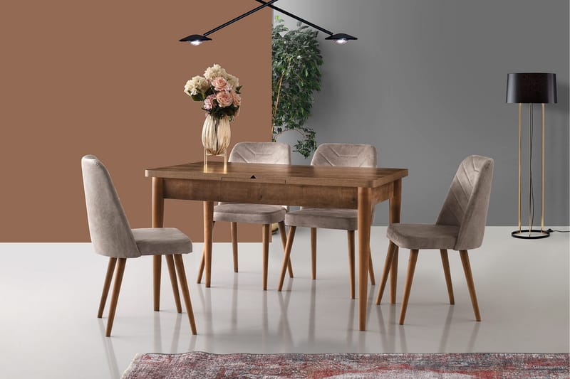 Matstol Tirpsa 4-Pack - Valnöt/Beige - Möbler - Fåtölj & stolar - Matstol & köksstol