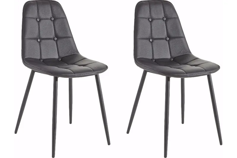 Mireio Kjøkkenstol Konstläder 2-pack, Svart/Metall