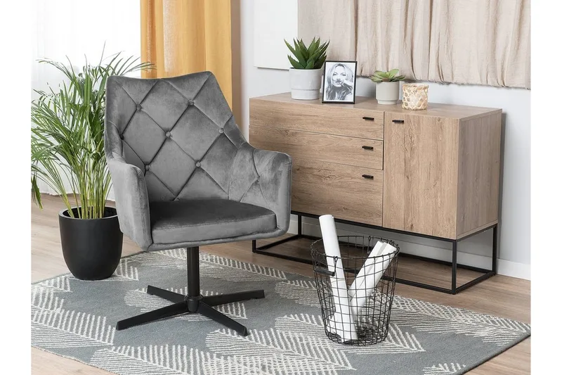 Najor Stol Sammet - Grå - Möbler - Fåtölj & stolar - Matstol & köksstol