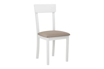 Patrickswell Matstol i Trä med Bred Ryggslå och Klädd Sits - Vit|Beige - Möbler - Fåtölj & stolar - Matstol & köksstol