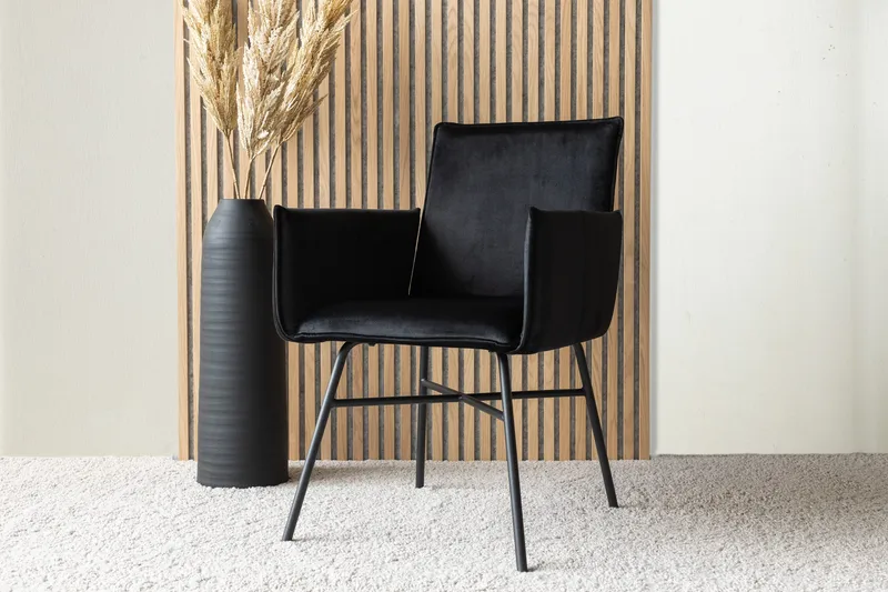 Petra Karmstol - Sammet/Svart - Möbler - Fåtölj & stolar - Matstol & köksstol