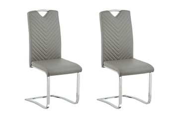 Picknes Matstol i Konstläder med Metallstativ i Krom - Grå - Möbler - Fåtölj & stolar - Matstol & köksstol