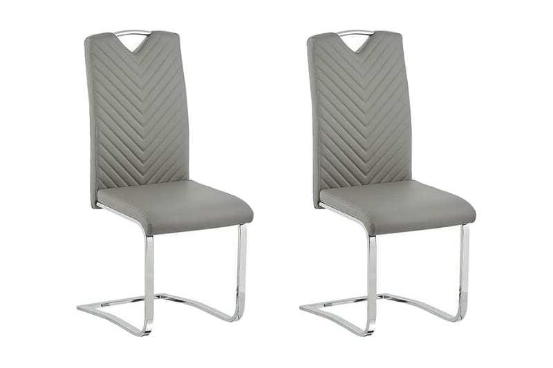 Picknes Matstol i Konstläder med Metallstativ i Krom - Grå - Möbler - Fåtölj & stolar - Matstol & köksstol