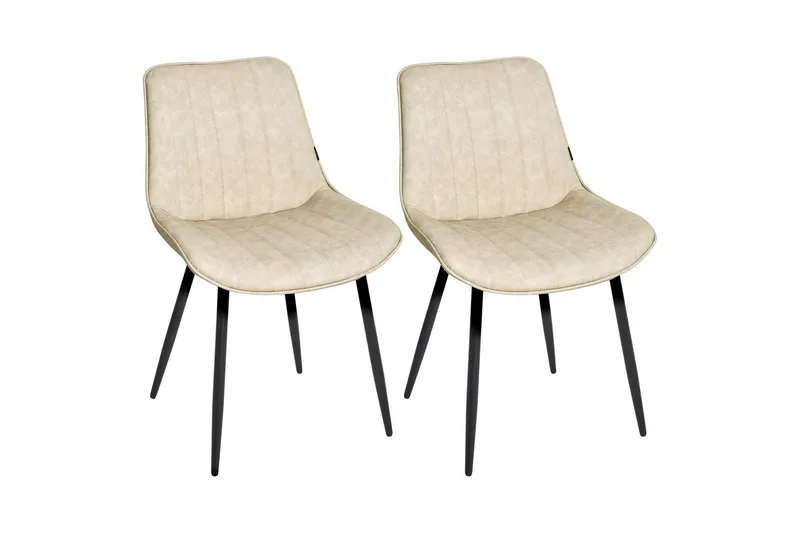 Set med 2 matstolar Dubrovnik, Beige, svart/Konstläder